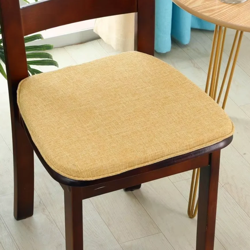 Modern Style Linen Cushion Horseshoe-shaped Dining Chair Anti-slip Seat Pads Four Seasons Universal Solid Color Stool Cushion