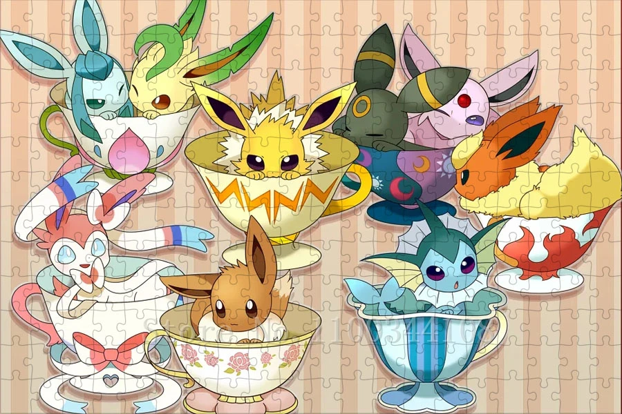 Anime Pokemon Fan Art Jigsaw Puzzle 300/500/1000 PCS Pikachu Eeveelutions Puzzle per adulti Gioco interattivo genitore-figlio Giocattoli