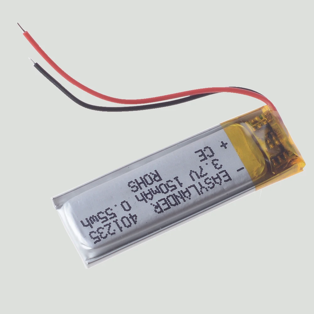 401235   3,7 V 150 mAh wiederaufladbarer Lithium-Li-Ionen-Polymer-Akku für MP3-Bluetooth-Headset, DVR, kleiner Lautsprecher 381235 401135 041235
