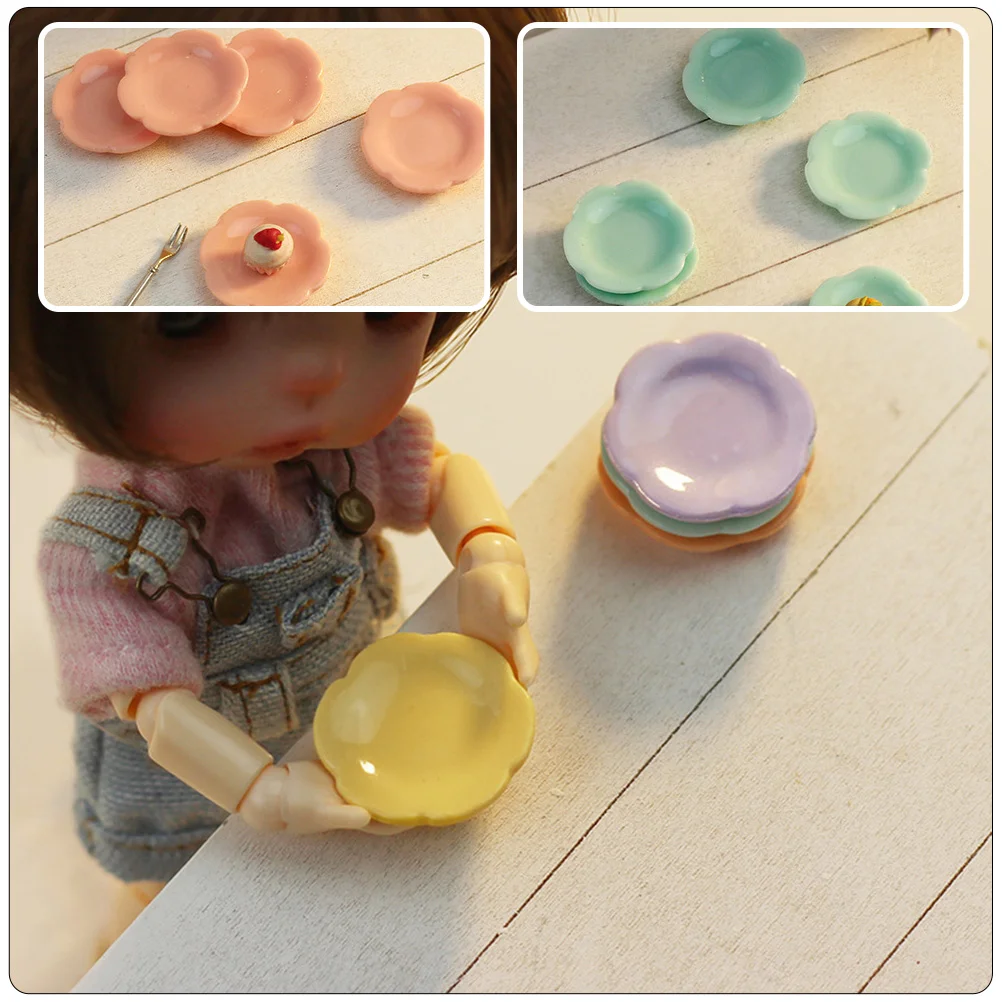 5 Pcs House Dish Childrens Toys Mini Furniture Decorate Plate Ornament Resin Miniature Plates for Small Model