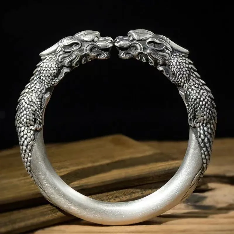 

Wide Face Show Bracelet Men's bracelet domineer S925 Silver Fashion Vintage Open bracelet Chunky bracelet gift