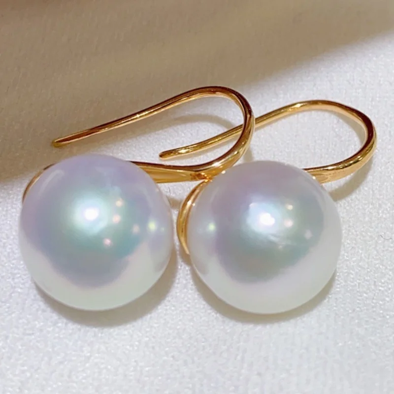 

SGARIT Trending Jewelry 11-12mm 925 Sterling Silver Natural Freshwater Edison White Round Pearl Hook Earring Jewellery