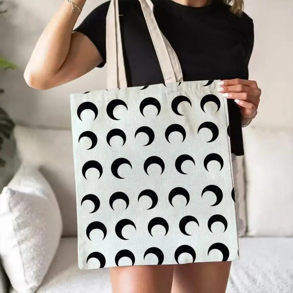 Fashion M-Marine Serre Storage Bags Double-Sided Print Canvas Tote Bag Fashion Large Capacity Women's Shoulder Handbag