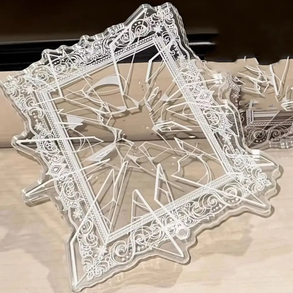 Broken Mirror Idol Card Display Stand Transparent Waterproof Photo Card Holder Dustproof Acrylic Card Protective Case Fans