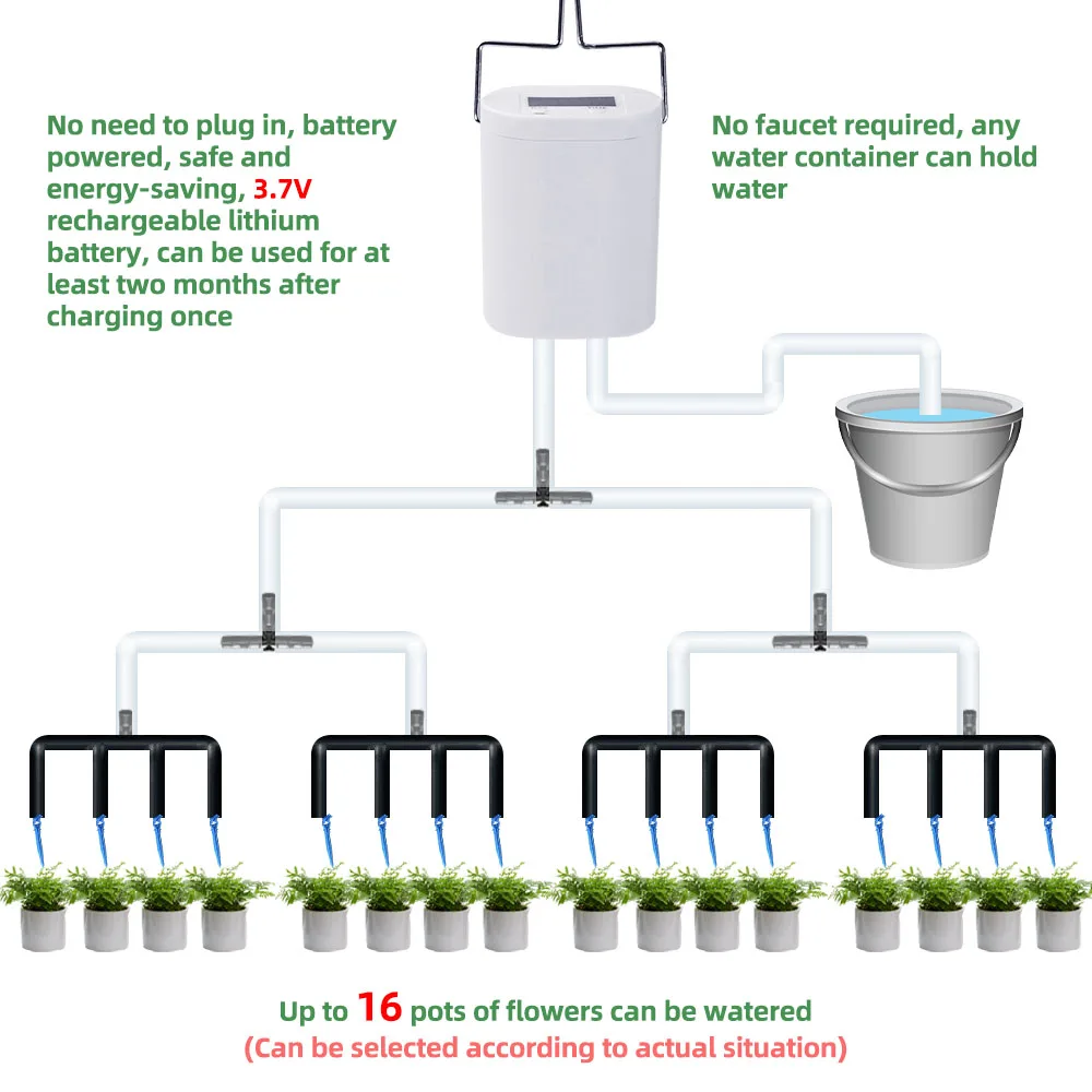 2/4/8/16 Heads Automatic Plant Flower Watering Pump Home Sprinkler Drip Irrigation Device Pump Timer System Kit Garden Tool