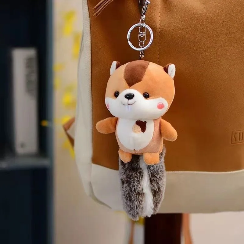 Cute Nut Big Tail Squirrel Plush Toy Pendant, Small Doll, Car Keychain, Backpack Hanger