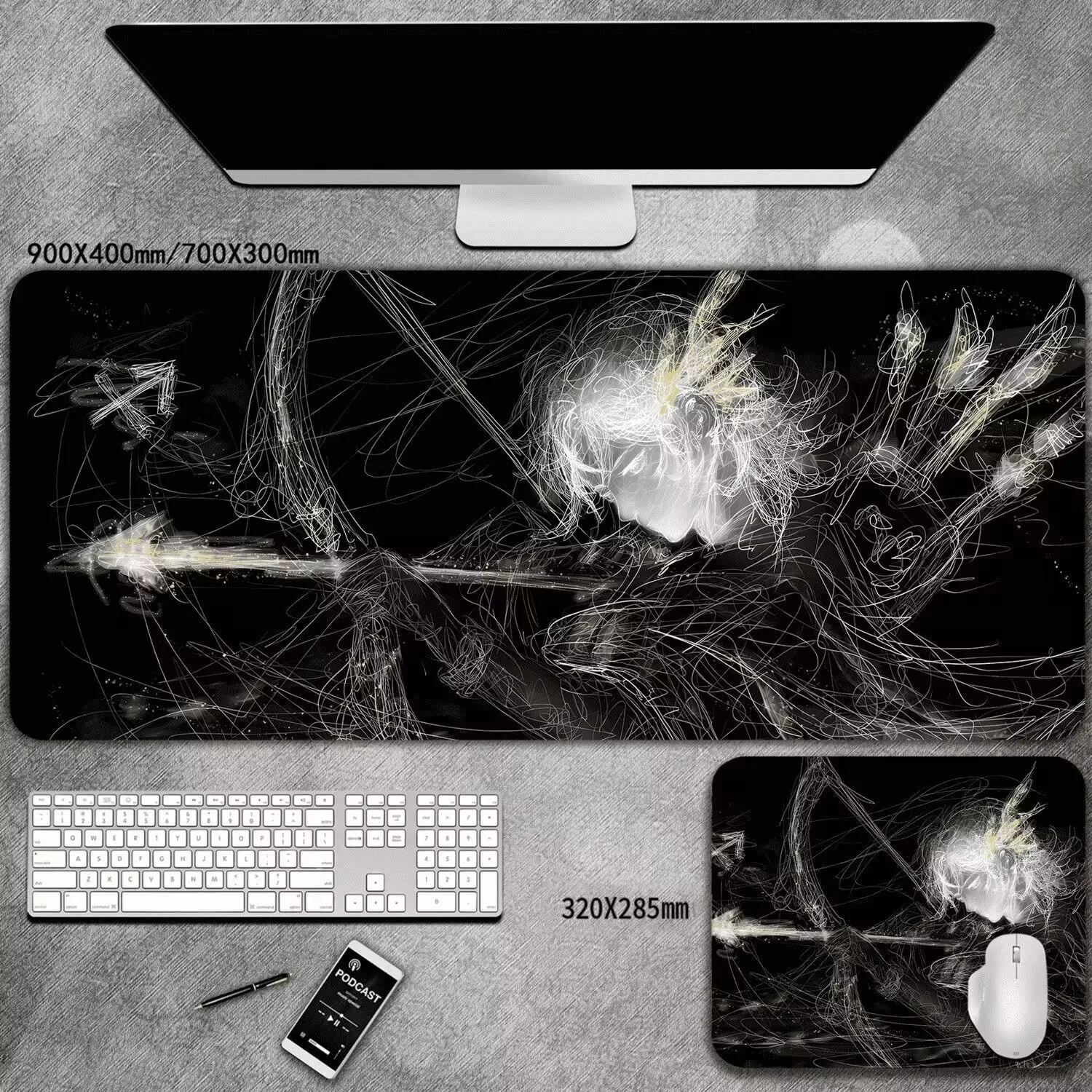 Zodiac constellation mouse pad, dirt-resistant, anti-slip, gaming keyboard pad, oversized three-dimensional desk pad