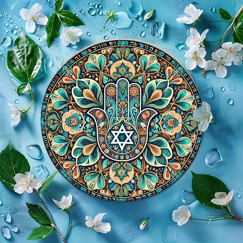 CIFBUY Vintage Hamsa Hand Aluminum Wall Art Waterproof Durable Metal Sign For Home Cafe Room Decor