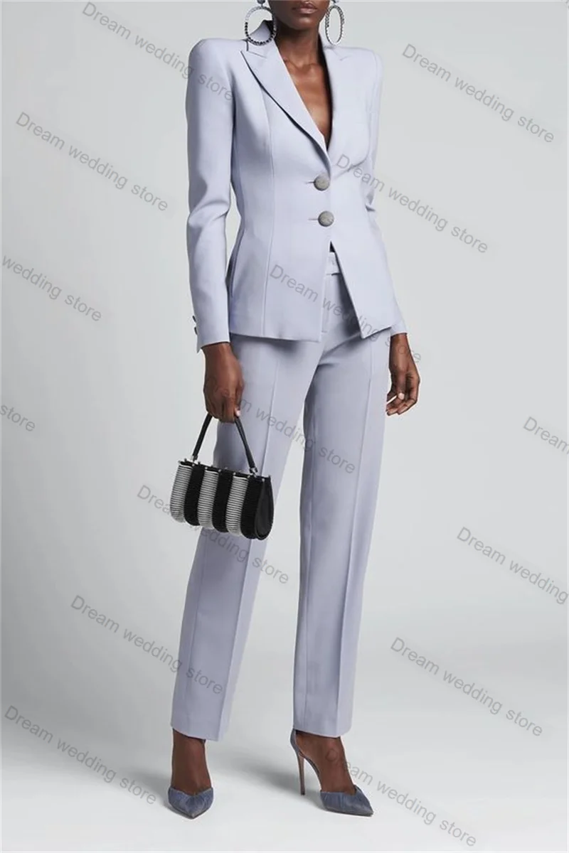 Elegant Office Women Suits Pants Set 2 Piece Blazer+Trousers Sexy V Neck Formal Wedding Tuxedo Custom Made Cotton Autumn Jacket