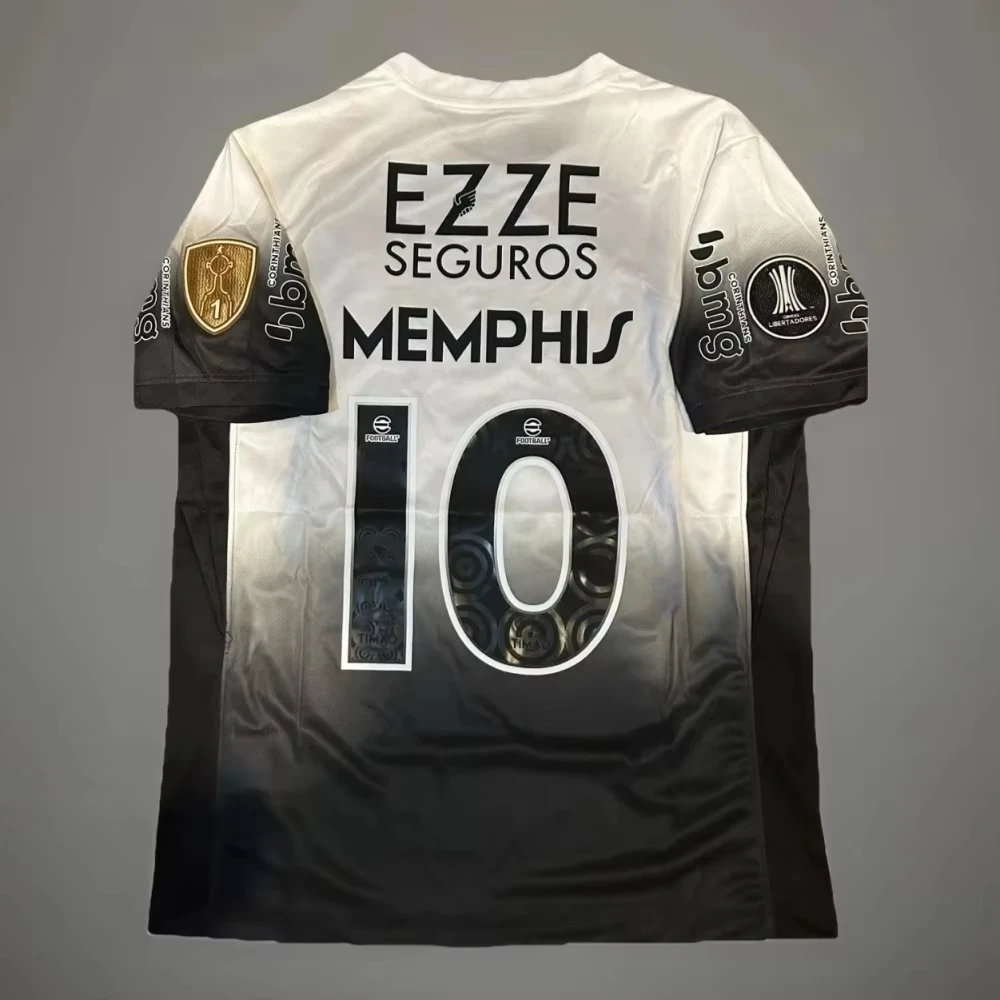 Camisa Corinthians masculina de verão 2025 # 10 Memphis Depay impressão 3d de alta qualidade seco rapidamente respirável camiseta masculina e feminina
