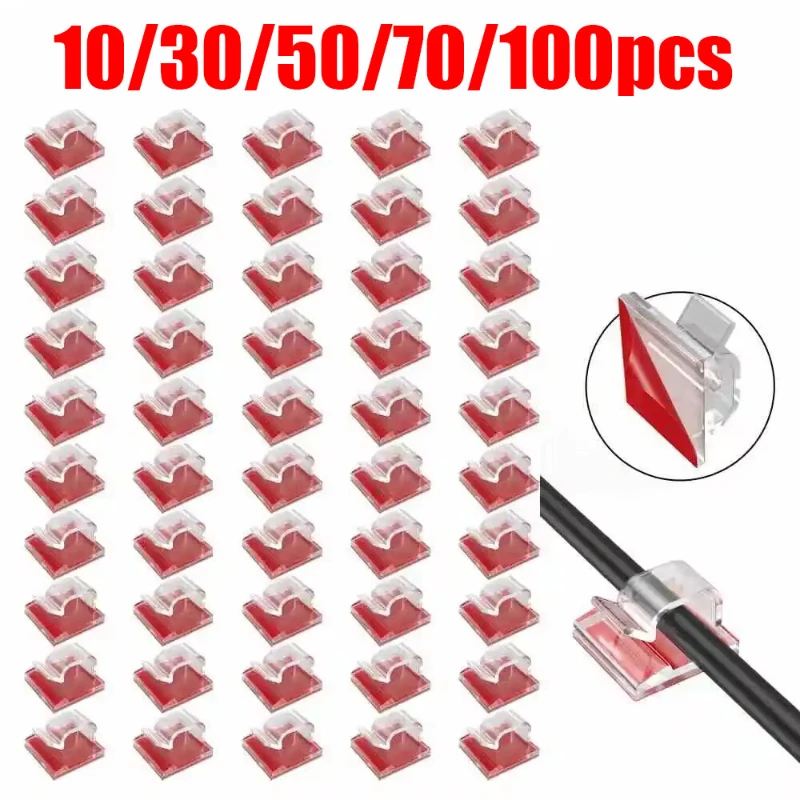 10/30/100PCS Cable Organizer Clips Cable Management Wire Manager Cord Holder USB Charging Data Line Bobbin Winder Wall Mounted