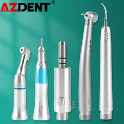 Azdent Dental LED High and Low Speed Handpiece Air Scaler Kit 1:1 Latch Contra Angle 2/4 Holes Dentist Handpiece Set Lab Tools