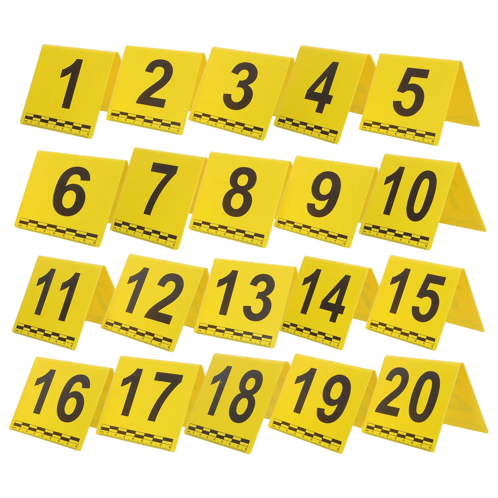 20pcs 1-20 Numbers Evidence Markers With Measurement Scale, Numbered Evidence Tags, Investigation Scene Identification Placards