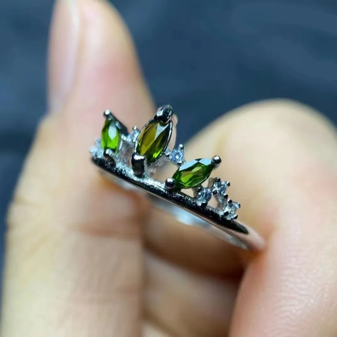 10pcs/lot Pure natural Russian diopside single multi-grain setting quality is perfect S925 sterling silver inlay size Adjustable