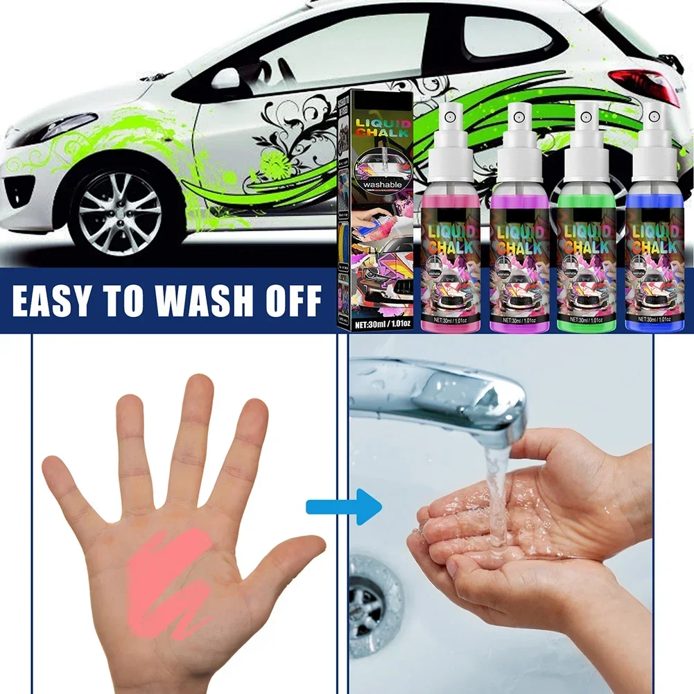 30ml Washable Liquids Chalk Paint Spray For Car Markers Doodle Gouache Art Car Graffiti Spray 1.06 * 4.13 In