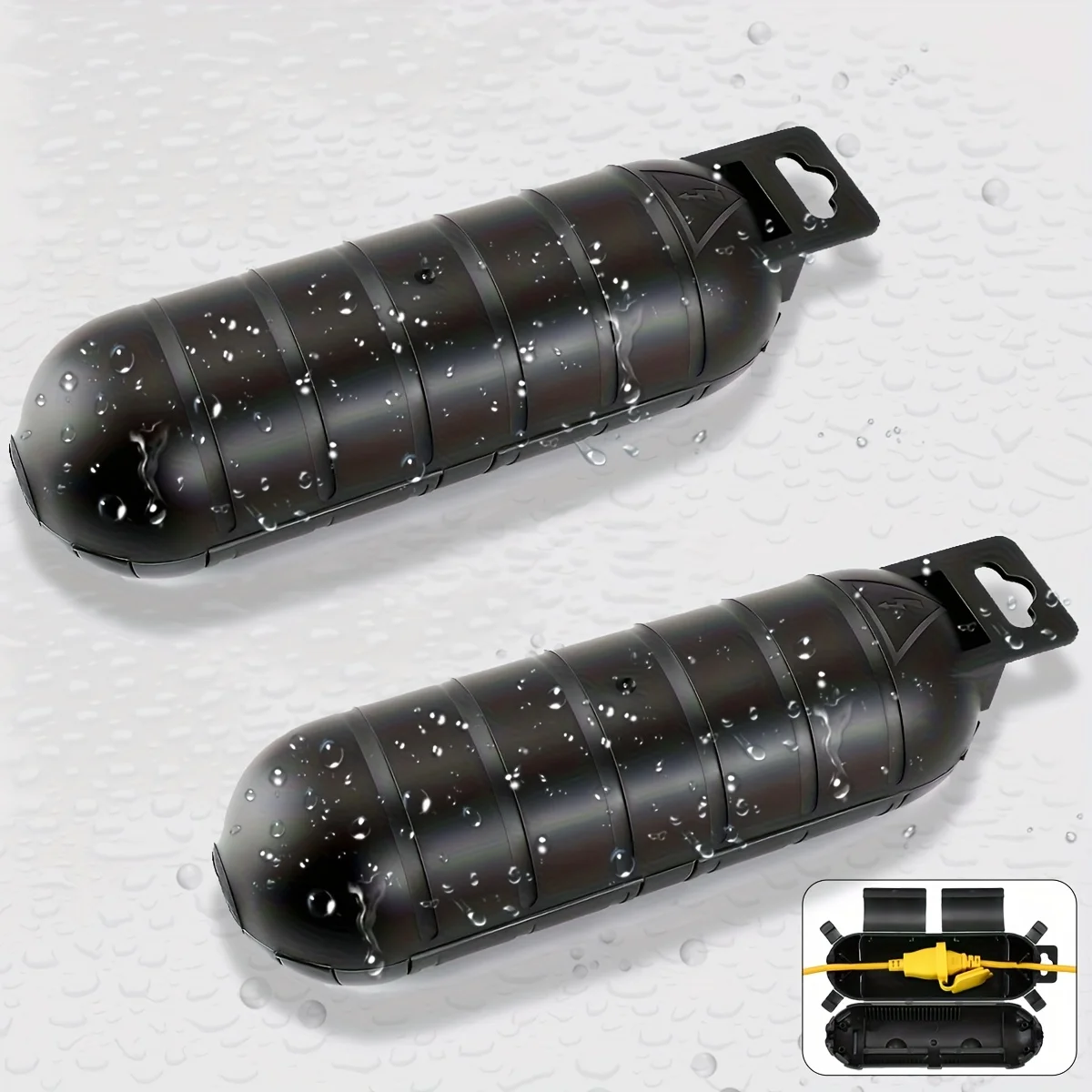 2pcs Extension Cord Plug Connection Protective Safety Cover, Water-Resistant Indoor Outdoor,String Holiday Christmas Lights