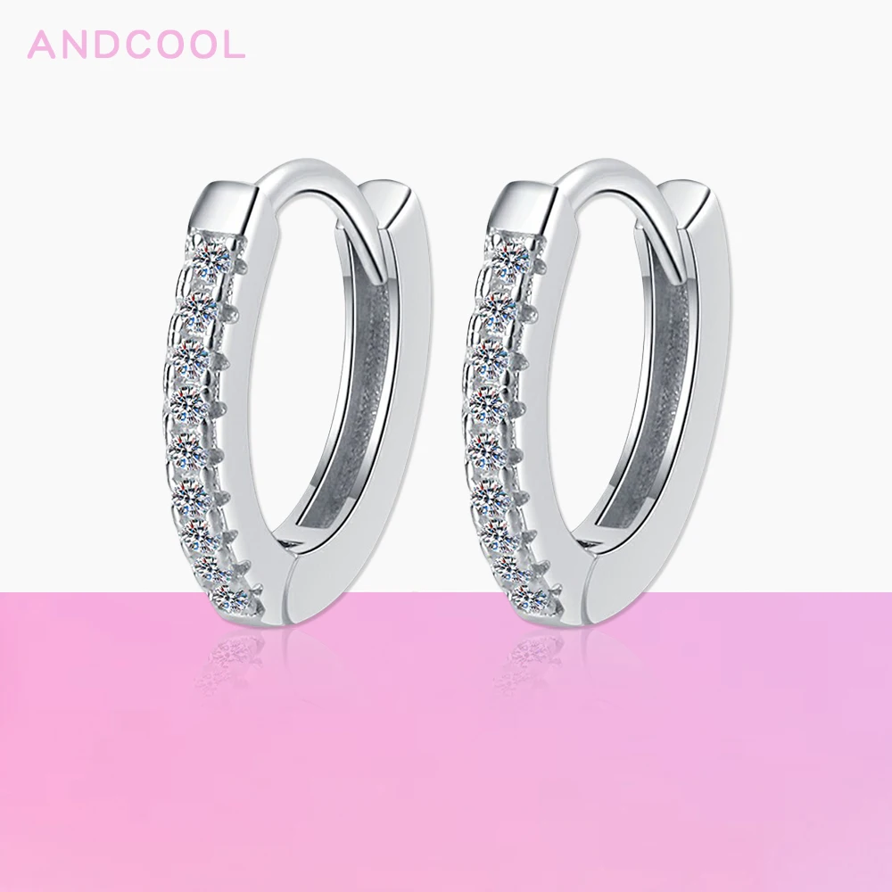 

Andcool Sterling Silver Hoop Earrings For Women Silver 925 Earring Round Circle Girls Jewelry Gift D Color Moissanite Earrings