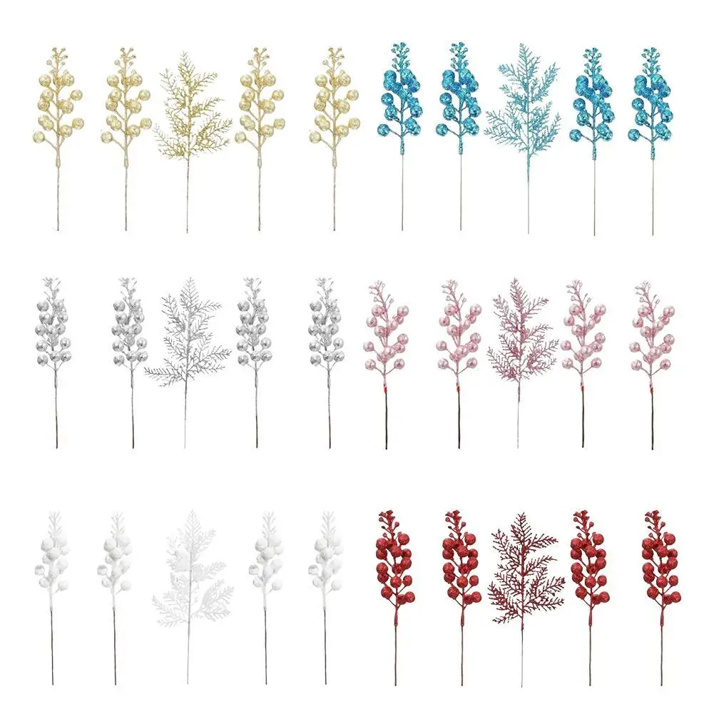 

Рождественские украшения, искусственные сосновые иглы, ягоды, искусственный букет цветов, украшения для рождественской елки для дома, Новый год 2025