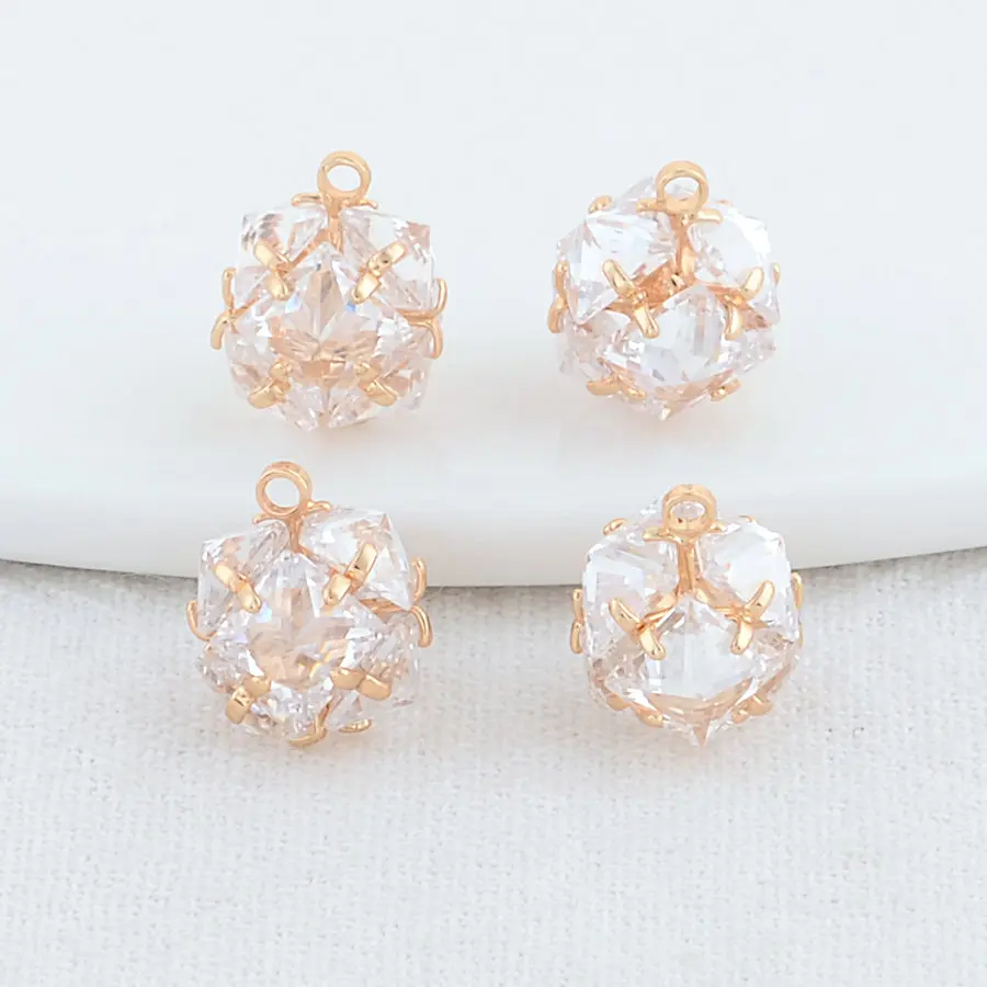 4PCS 10*11MM 14K Gold Color Brass Round Charms Pendants Necklace Earrings Jewelry Making Supplies Accessories