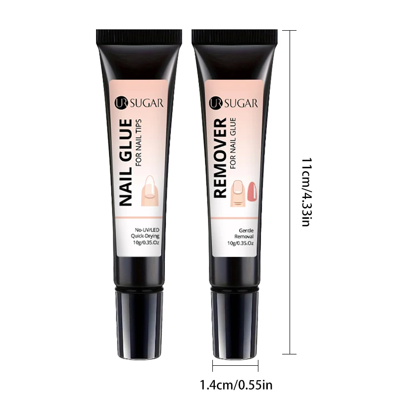 UR SUGAR 10g Klej do Paznokci z Zestawem Usuwającym do Paznokci Doczepianych Bez Lampy Trwały Szybkoschnący Żel do Zmywania