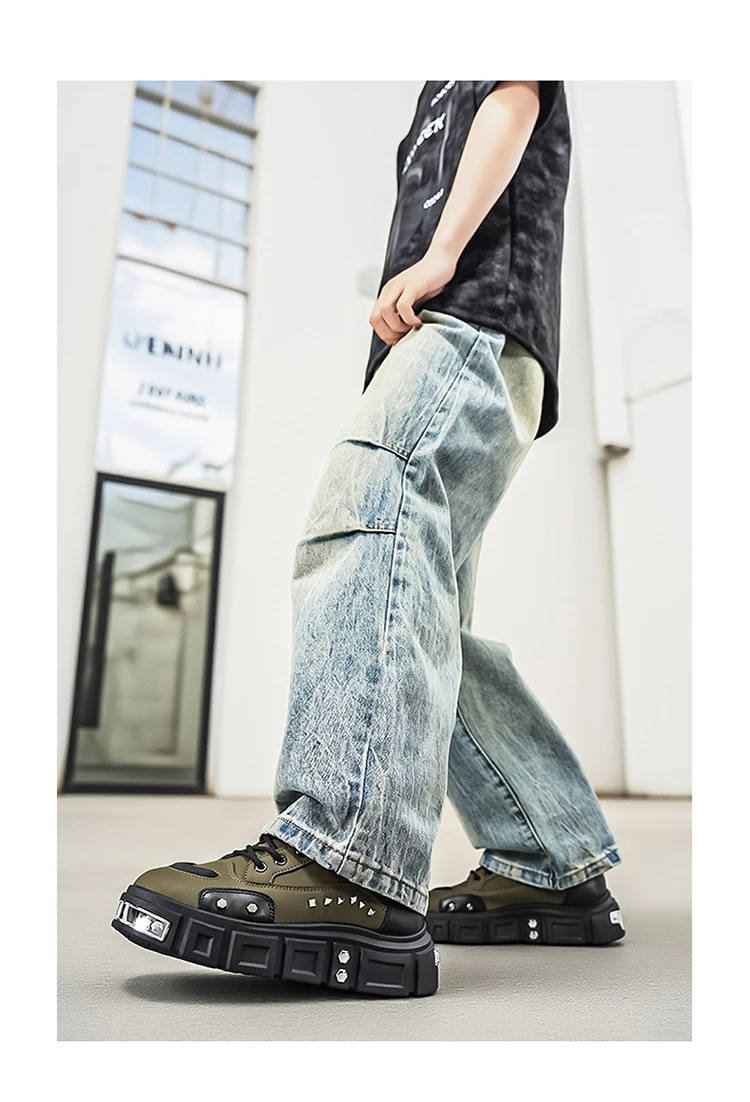 Modische Herren-High-Top-Stiefel, dicke Sohle zur Erhöhung der Körpergröße, vielseitige Freizeitschuhe – Detail 19