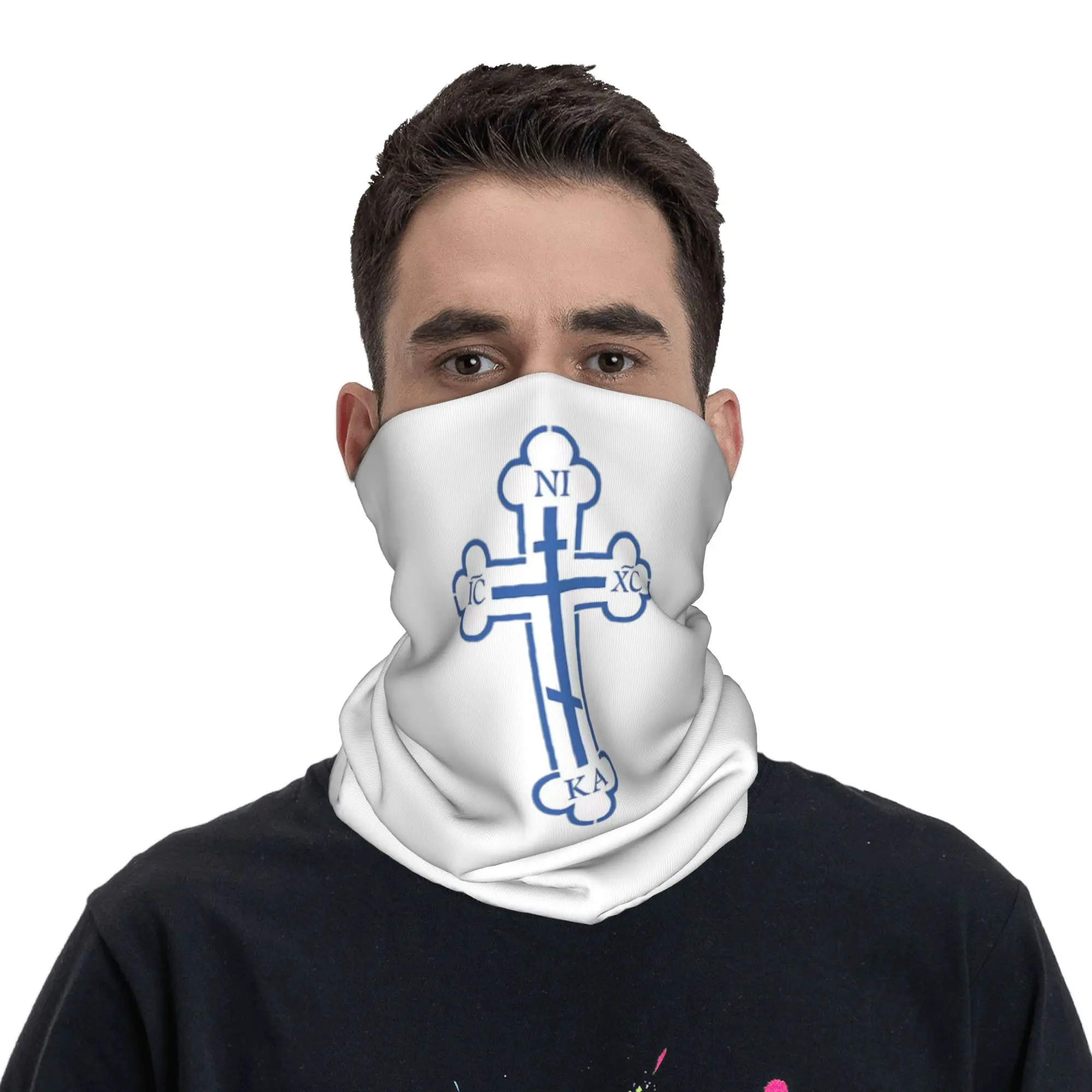 Russian Orthodox Cross Print Bandana Neck Gaiter Printed Wrap Mask Scarf Balaclava Riding For Men Women Adult Washable