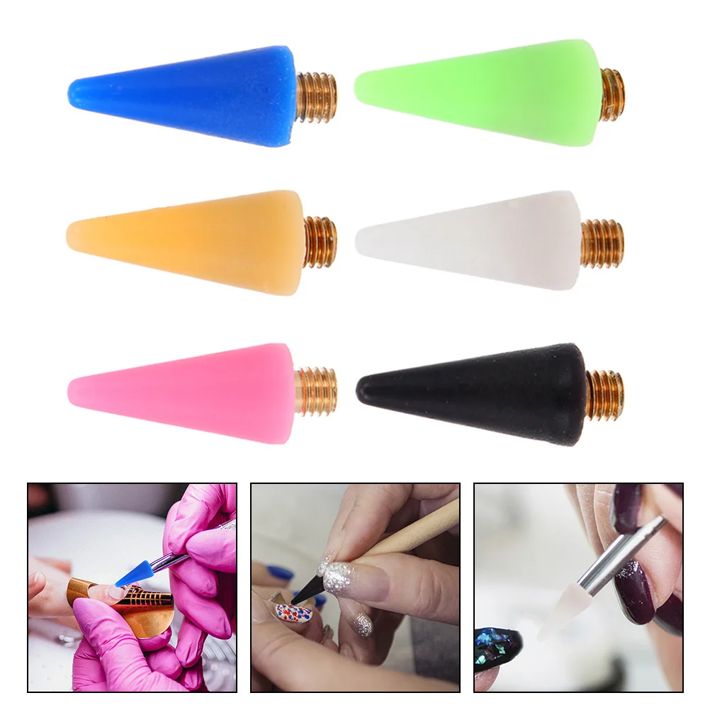 6개입 네일 포인트 드릴 펜 왁스 헤드 교체 가능 방수 라인스톤 픽커 헤드 매니큐어 액세서리 휴대용 네일 픽커