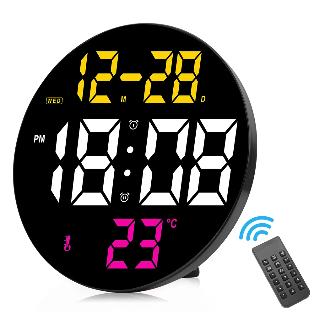 

Цифровые настенные часы с пультом дистанционного управления, календарем и отображением температуры, даты, дня недели, таймером обратного отсчета, светодиодным будильником, украшение для дома