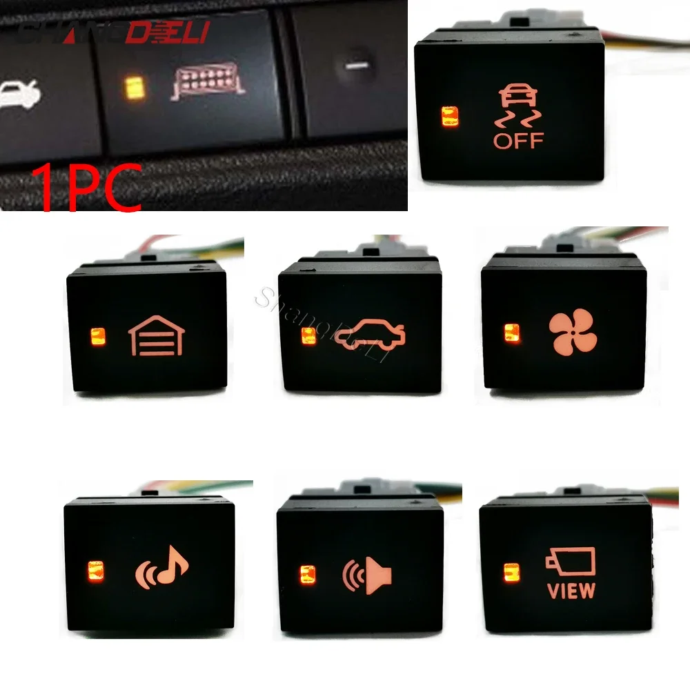 1PC Car LED Light VIEW Fan Garage Trunk Music Horn Anti Slip Button Switch with Wire for Nissan KICKS SYLPHY 2019 - 2021