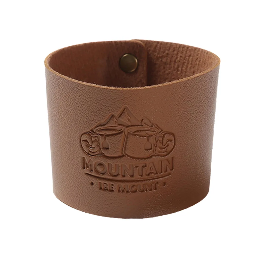 

PU Leather Tea Cup Holders Non-slip Portable Leather Cup Holder Thickened Heat Insulation Vintage Accessories for Hiking Camping