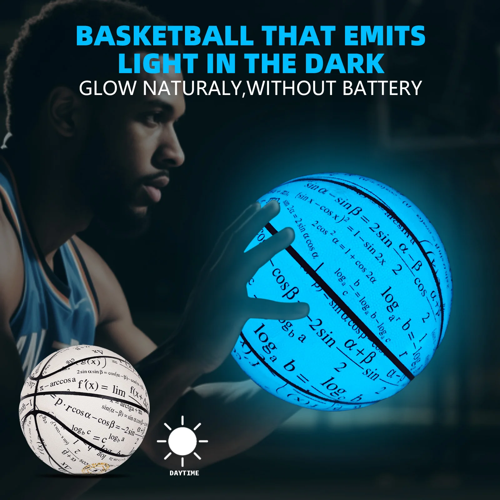 كرة سلة متوهجة في الظلام، كرة جلدية مركبة مضيئة متوهجة هدايا للرجال والنساء المراهقات كرة ليلية مقاس 6&7 #1
