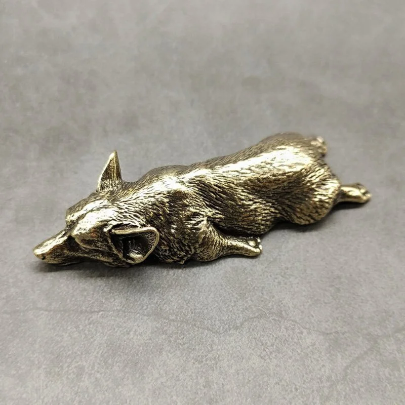 Picture 6: 1Pc Pure Copper Welsh Corgi Puppy Miniature Figurine Solid Brass Dog Desktop Ornament Paperweight