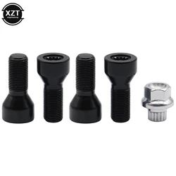 4pcs/set M14 x 1.25 Wheel Lock Bolt Lug Nut Black + Key for BMW Mini R50 R52 R53 Auto Parts