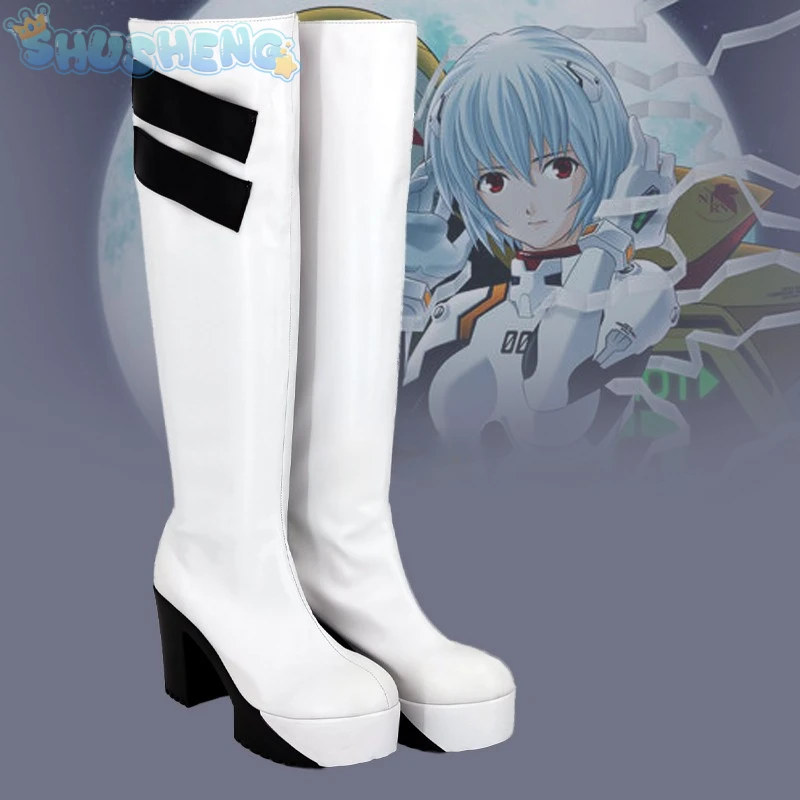 Ayanami Rei Cosplay Anime EVA Shoes White thick soled high-heeled boots party Christmas men's and women's fashionable boots