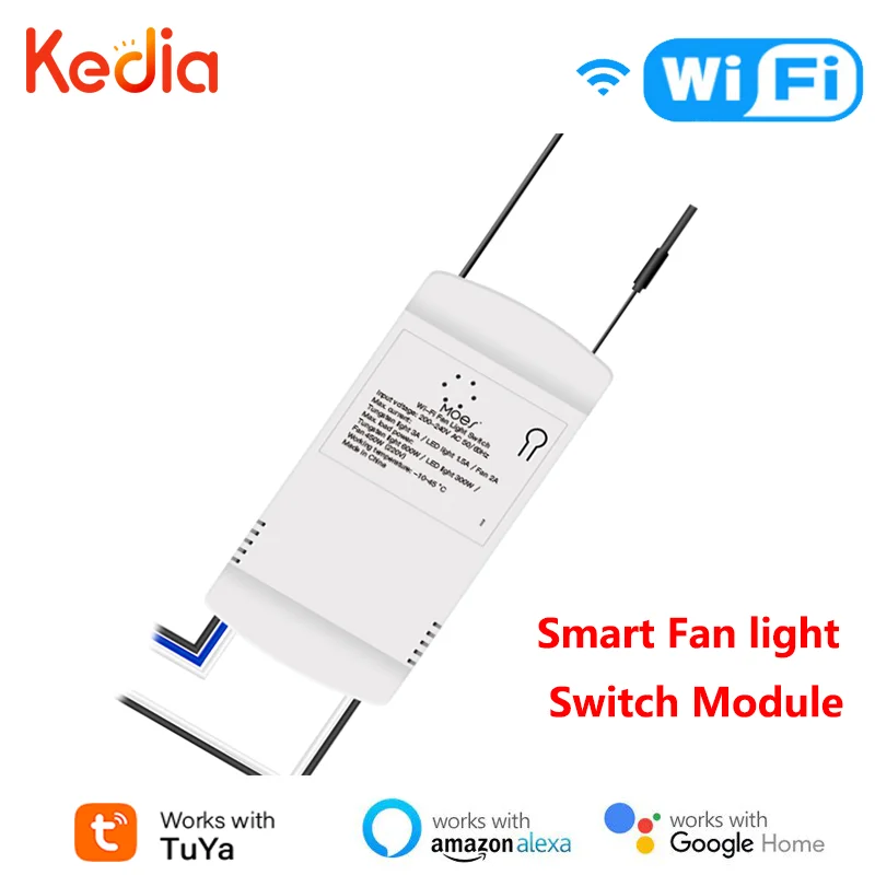 

Tuya New Smart Fan Light Switch Module WiFi+RF433 Remote Control 2-in-1 independent control scene linkage for Alexa Goole Home