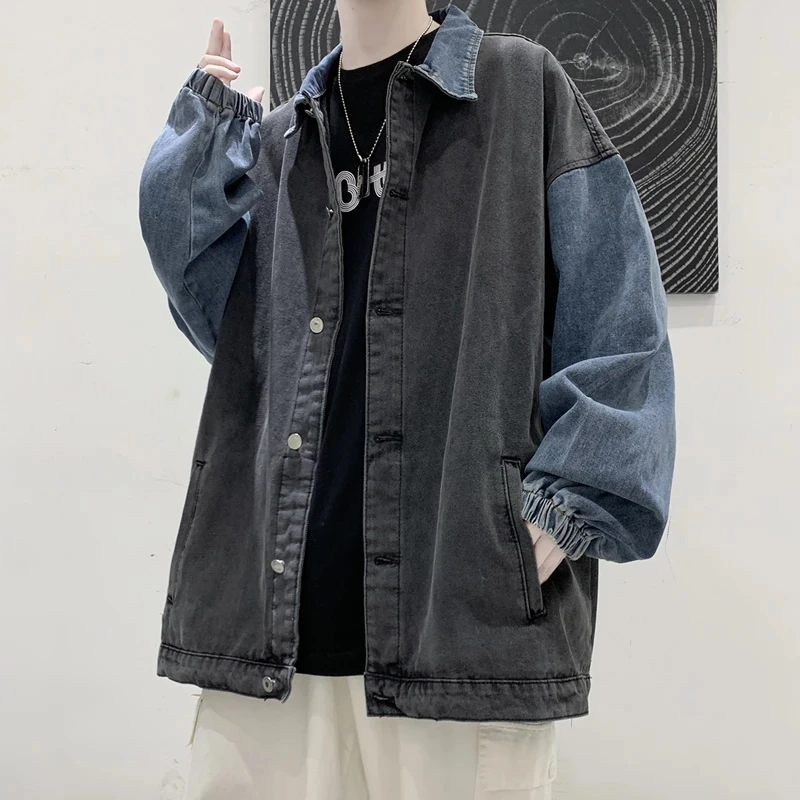 Spring Autumn Men Denim Jackets Korean Style Male Coat Retro Streetwear Patchwork Casual Couple Jacket Ins Tide Jackets Denim
