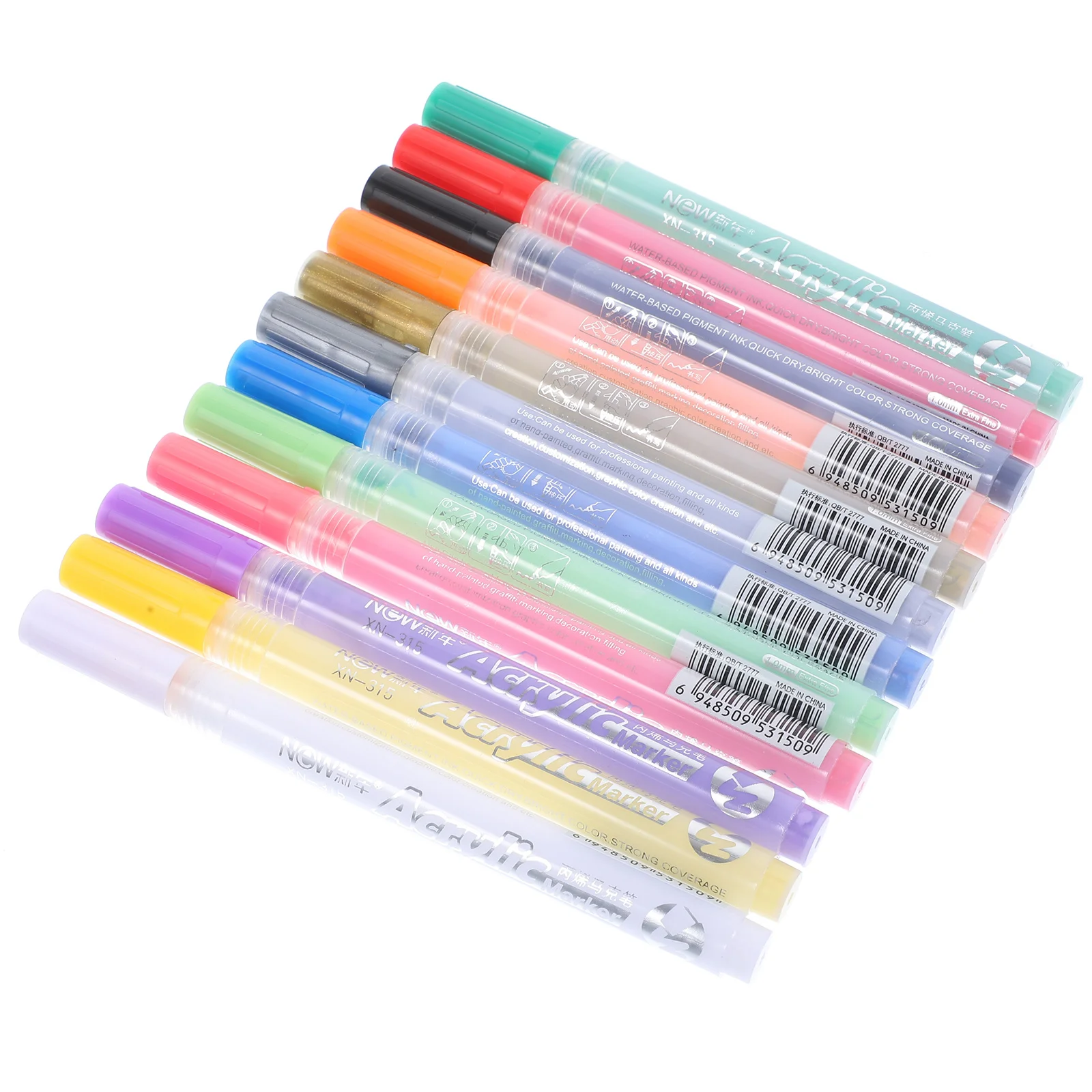 

12Pcs Acrylic Paint Pens Portable for Wood Fabric Metal DIY Craftsmanship Paint Markers Graffiti Markers Acrylic Pens