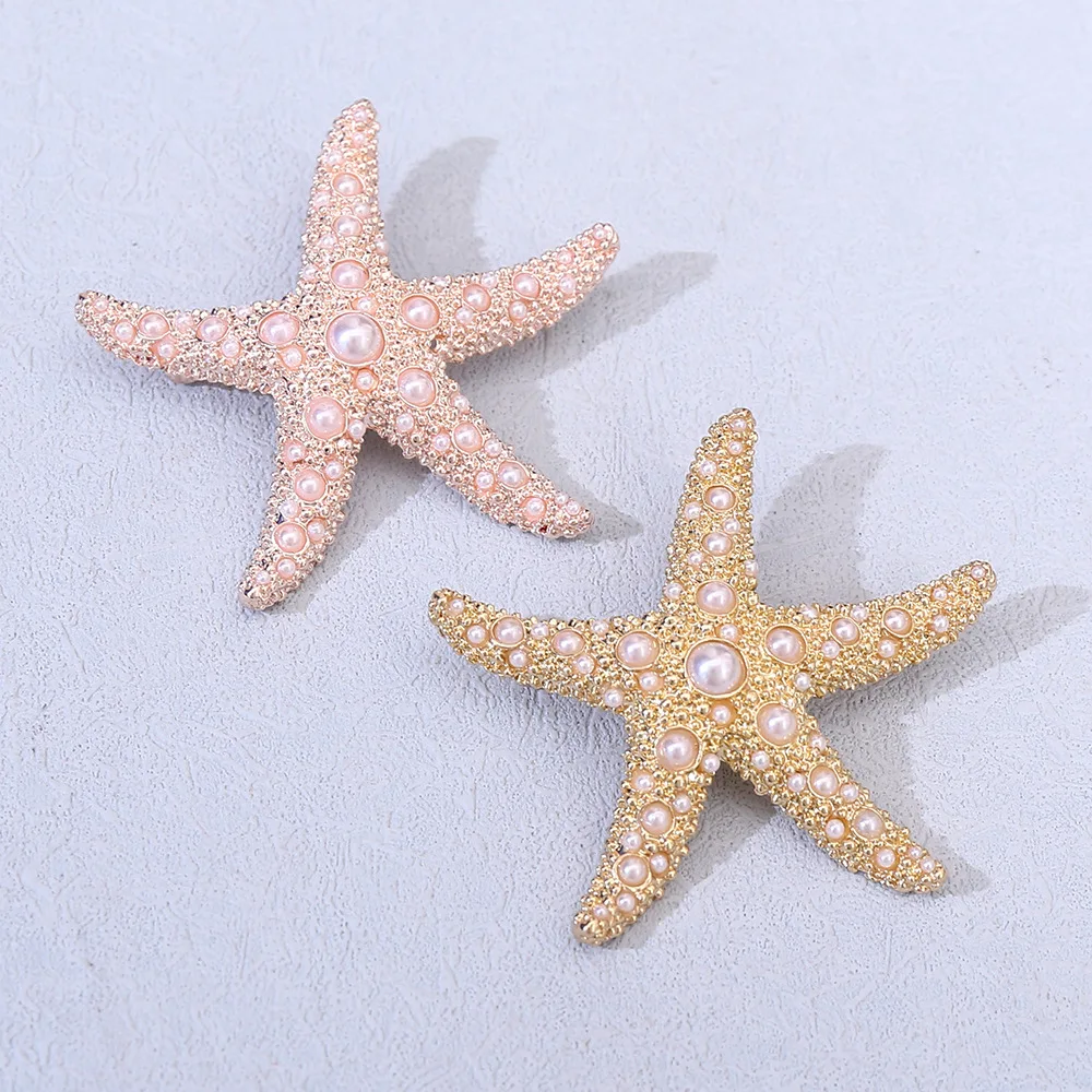 Floralbride Alloy Rhinestones Pearls Starfish Women Brooch Pins Girls Brooch Clothing Scarf Suit Sweater Pin Jewelry Accessories