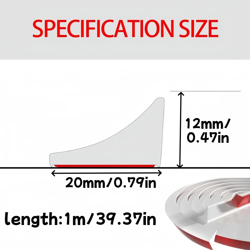 1PC 1M/39.37IN Self Adhesive Shower Threshold Water Dam Barrier Silicone Waterproof Shower Dam Water Stopper Dry Wet Separation