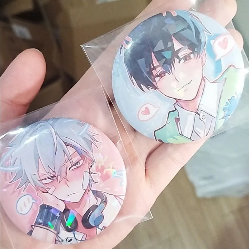 2 قطعة/الوحدة أنيمي زر 58 مللي متر دبابيس خجولة زوجين الغريبة المرحلة إيفان حتى الكرتون شارة لحقيبة الظهر مجوهرات اكسسوارات الهدايا اليدوية #2