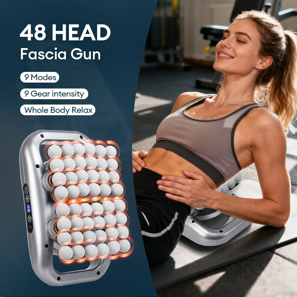 48-head Fascia Gun High Frequency Vibration Body Fascia Massage Gun Back Waist Leg Massager Deep Relaxation Muscle Masajeador