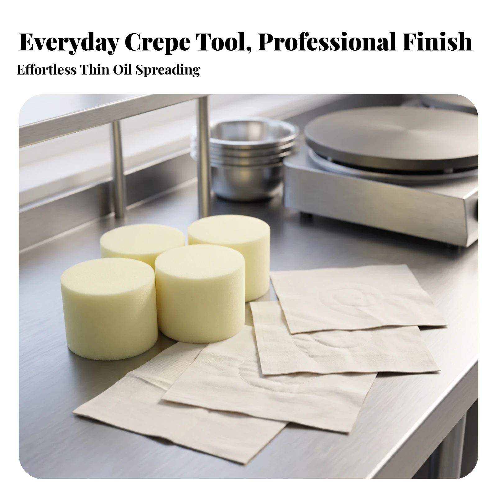 Oil Applicator with Cotton Pad Replaceable Pan Oiling Tool Griddle Oiler for Home Cooks, Crepe Making