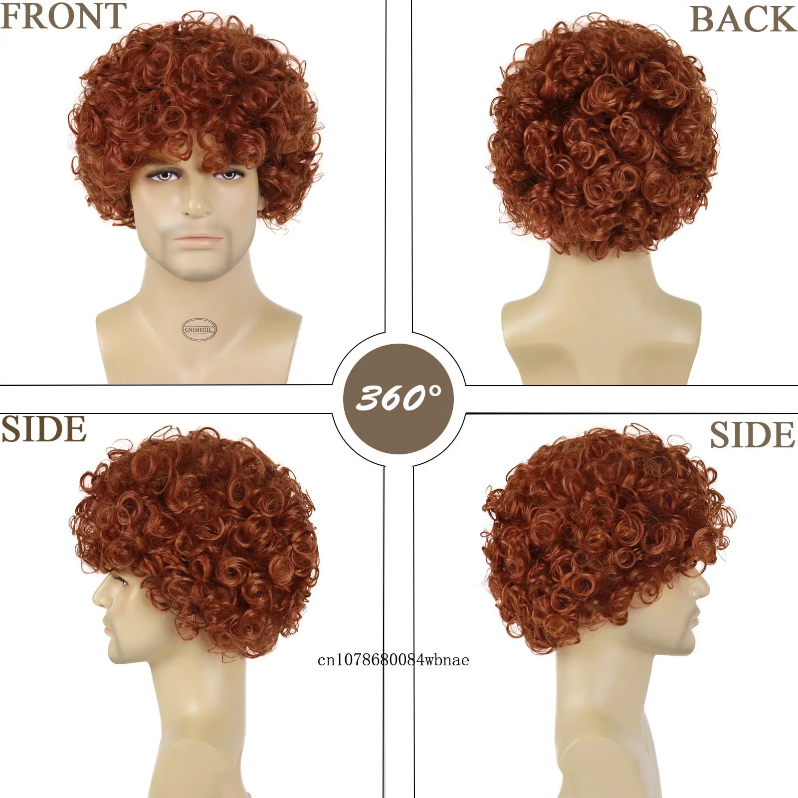 Pelucas de pelo sintético corto, peluca Afro rizada naranja Natural para hombres, fiesta diaria de Halloween, disfraz de especias de hielo, resistente al calor