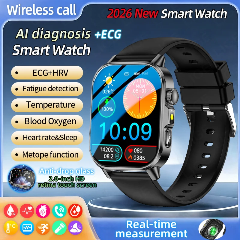 

LIGE 2026 New ECG+PPG Smart Watch Blood Lipid Uric Acid Blood Oxygen Body Temperature BT Call Health Nursing Grade Smartwatch