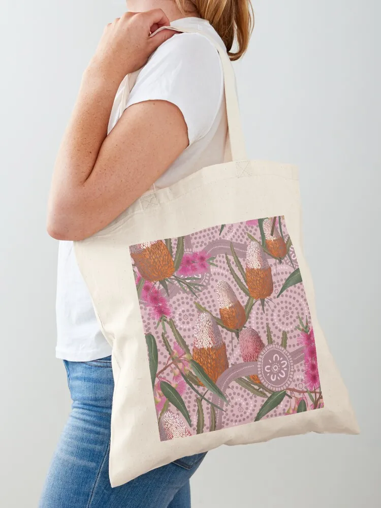 

native wildflowers Aboriginal art Tote Bag shopping bag free delivery bags custom canvas bag tote bags aesthetic