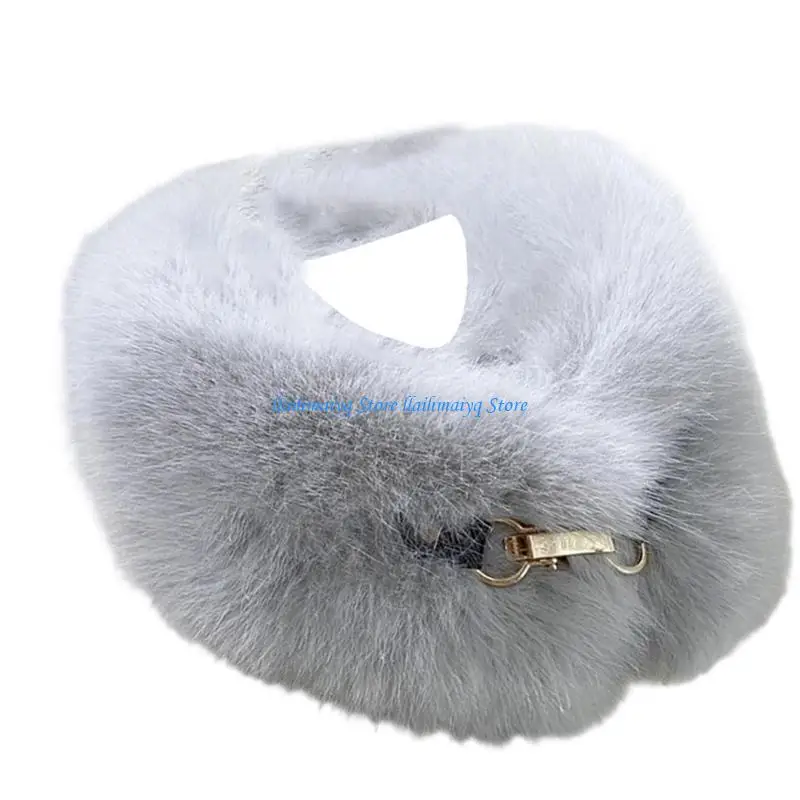 573B Elegant Faux Furred Neck Wrap Soft Winter Scarf For Adults Kids Travel Friendly Cold Weather Accessory