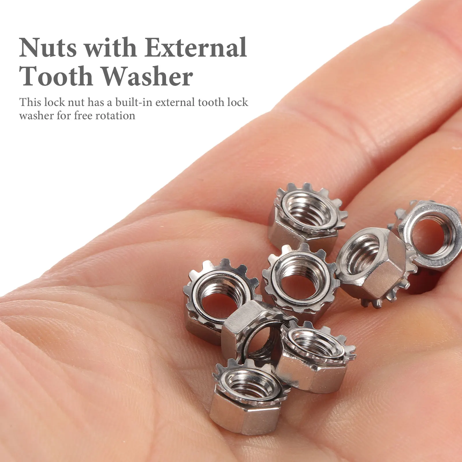 

50 Pcs Stainless Steel Screw Nuts Hardware Fasteners Locking Nf Thread