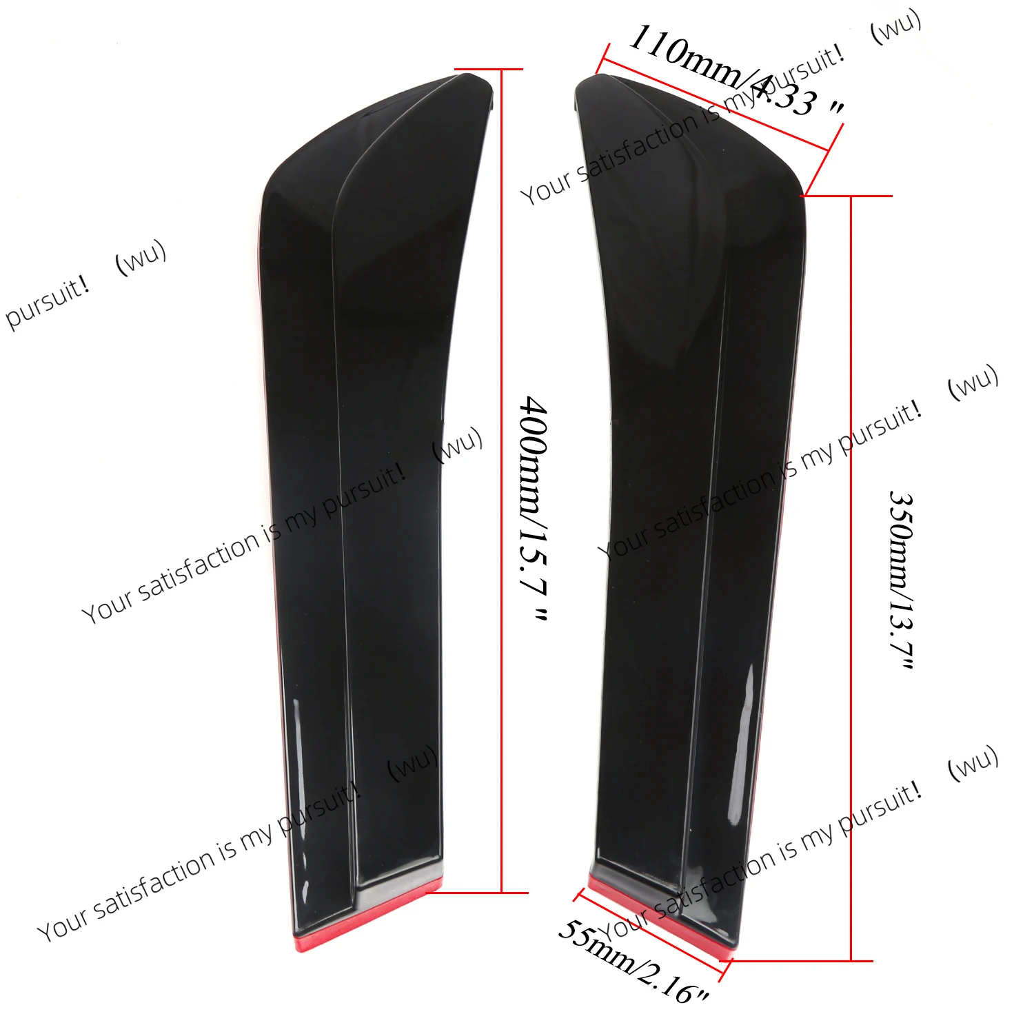 Universal rear bumper splitter, spoiler kit, automotive exterior trim