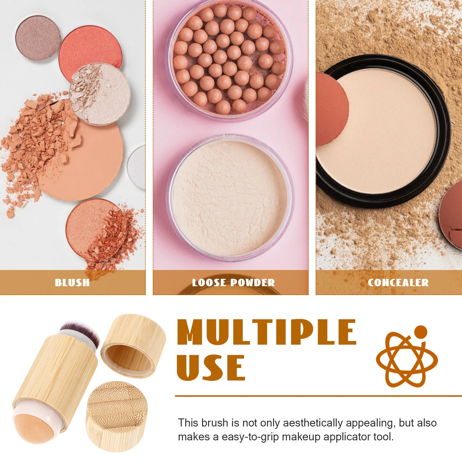 

Absorbing Roller Foundation Brush Soft Bristle Makeup Brush Natural Blending Small Convenient Makeup Tool Powder Puff