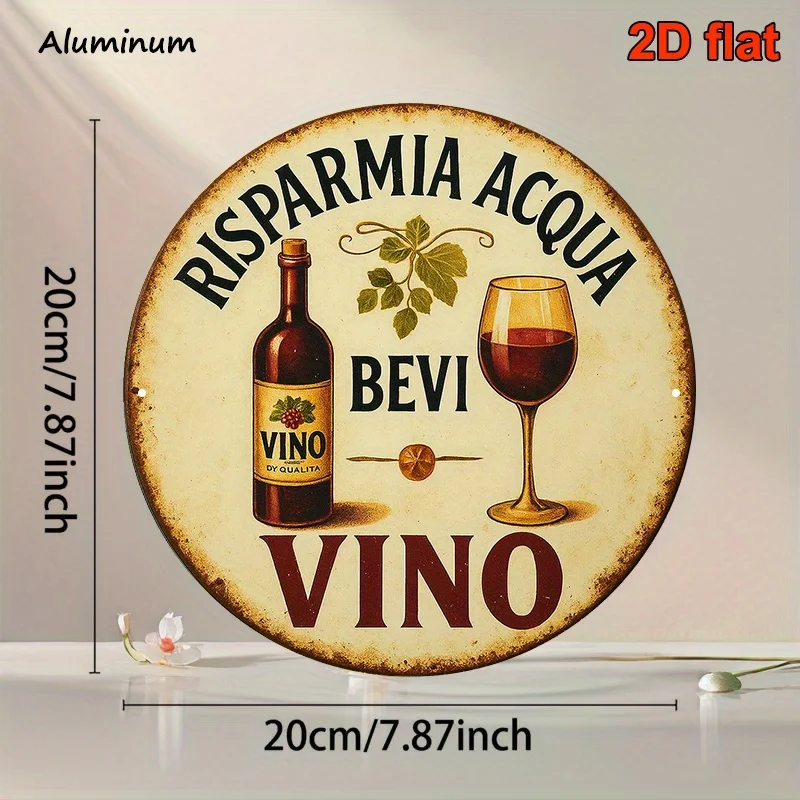 Wine Drinker Quote Decorative Round Metal Plaque, 1pc 2D Flat Vintage Tin Sign, 20x20 Kitchen Bar Wall Art Decor